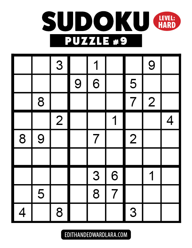 Number Sudoku Puzzle Number 9