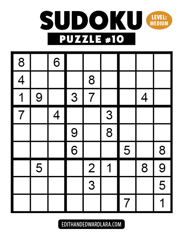 Number Sudoku Puzzle Number 10