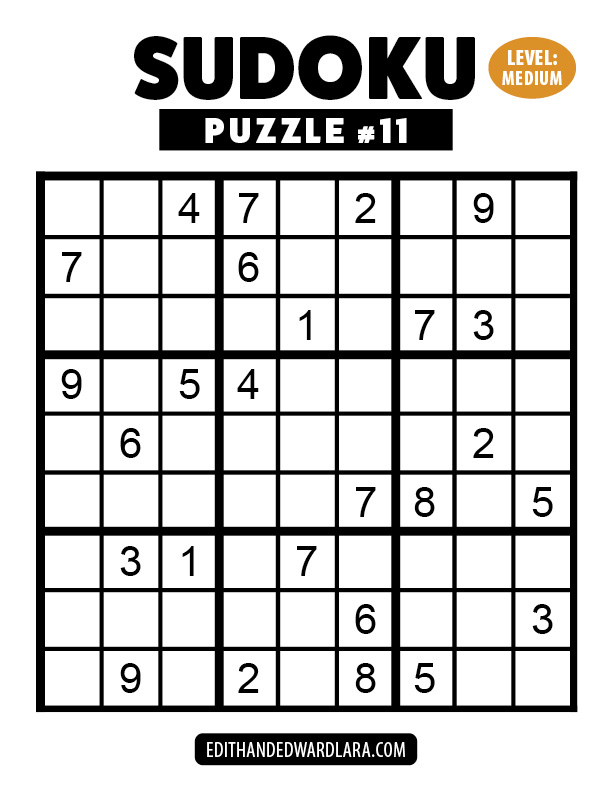 Number Sudoku Puzzle Number 11