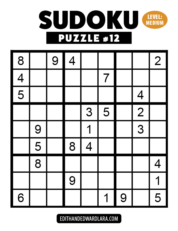 Number Sudoku Puzzle Number 12