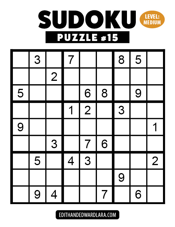 Number Sudoku Puzzle Number 15