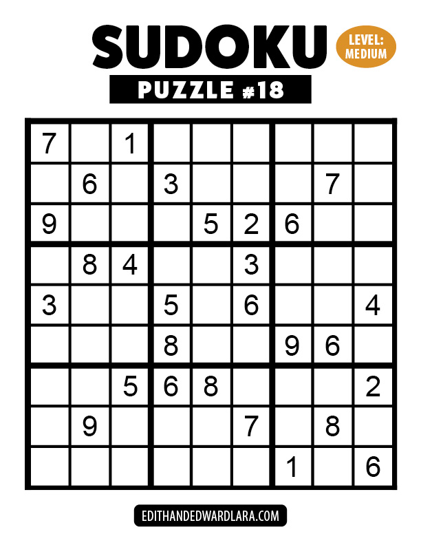 Number Sudoku Puzzle Number 18
