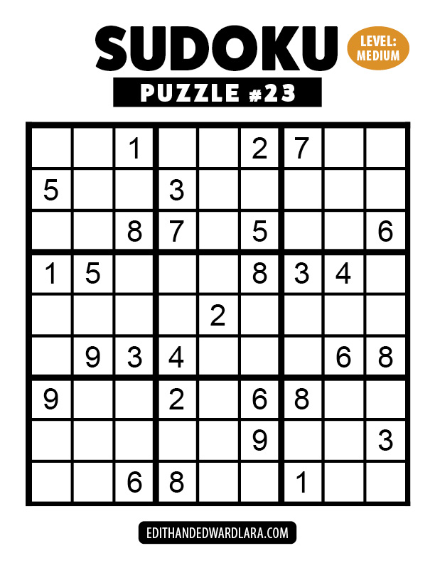 Number Sudoku Puzzle Number 23
