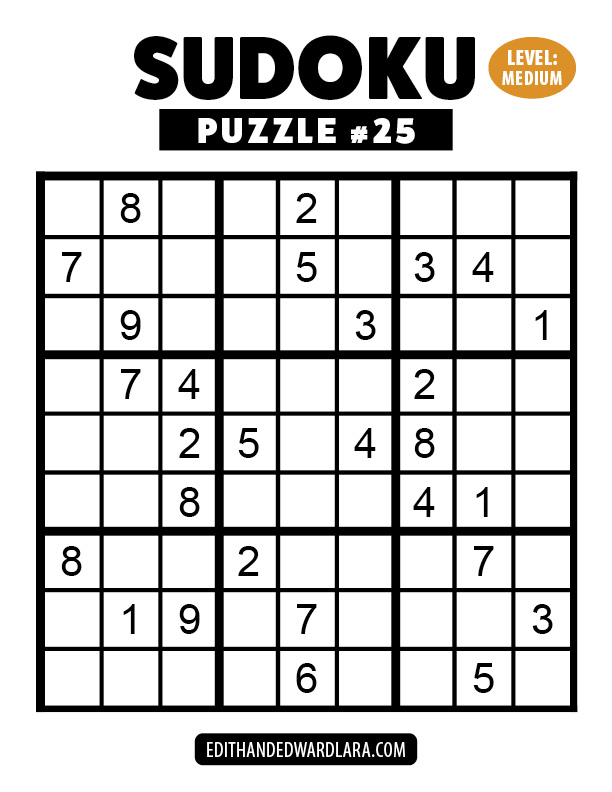 Number Sudoku Puzzle Number 25