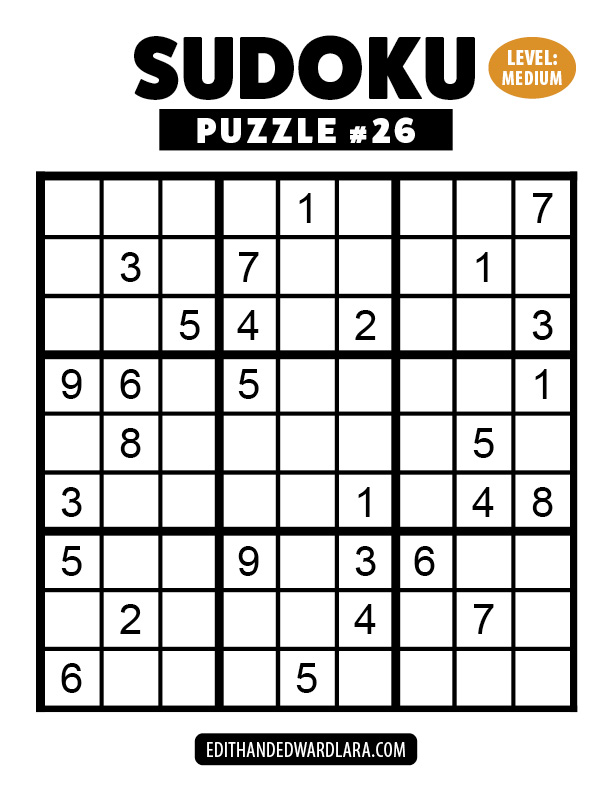 Number Sudoku Puzzle Number 26