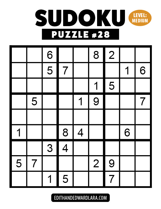 Number Sudoku Puzzle Number 28