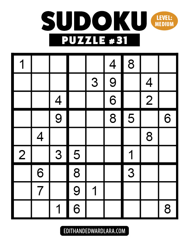 Number Sudoku Puzzle Number 31