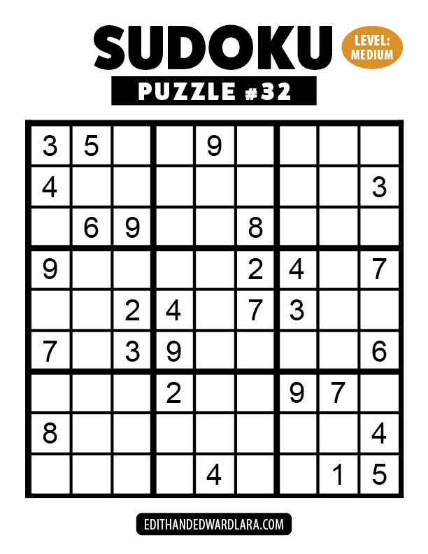 Number Sudoku Puzzle Number 32