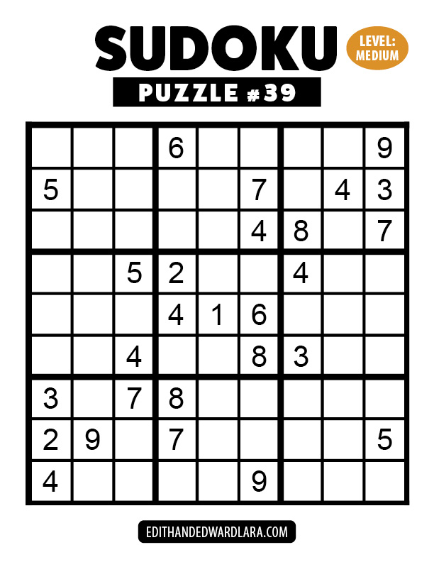 Number Sudoku Puzzle Number 39