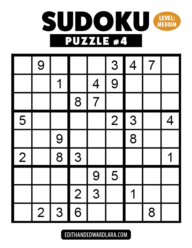 Number Sudoku Puzzle Number 4