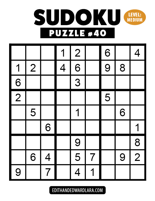 Number Sudoku Puzzle Number 40