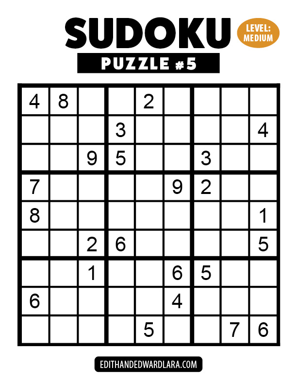 Number Sudoku Puzzle Number 5