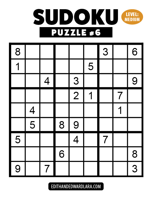 Number Sudoku Puzzle Number 6