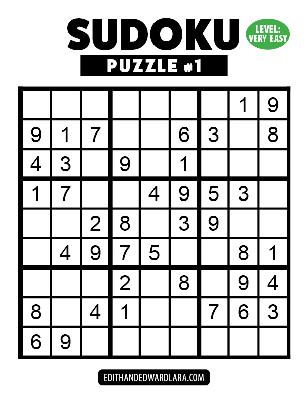 Number Sudoku Puzzle Number 1