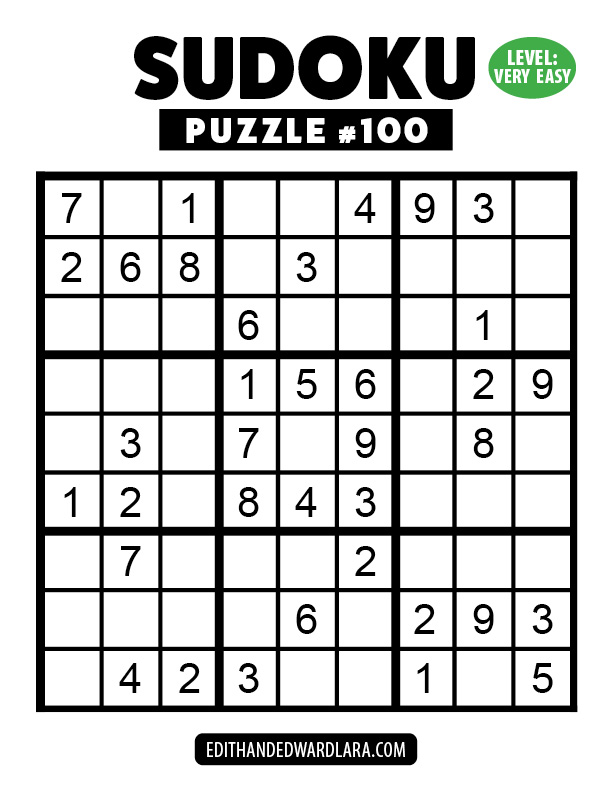 Number Sudoku Puzzle Number 100