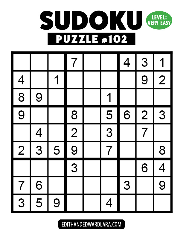 Number Sudoku Puzzle Number 102