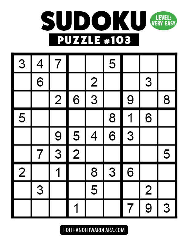 Number Sudoku Puzzle Number 103