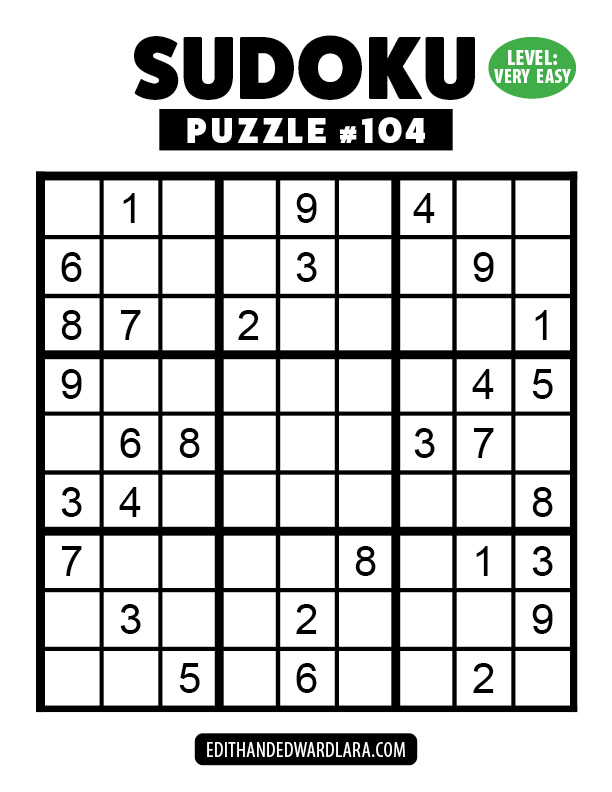 Number Sudoku Puzzle Number 104