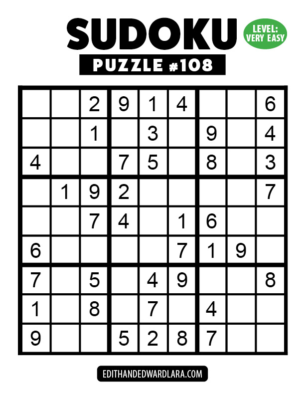 Number Sudoku Puzzle Number 108