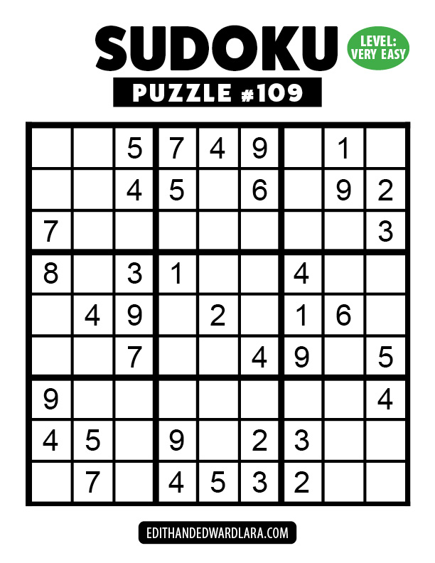 Number Sudoku Puzzle Number 109