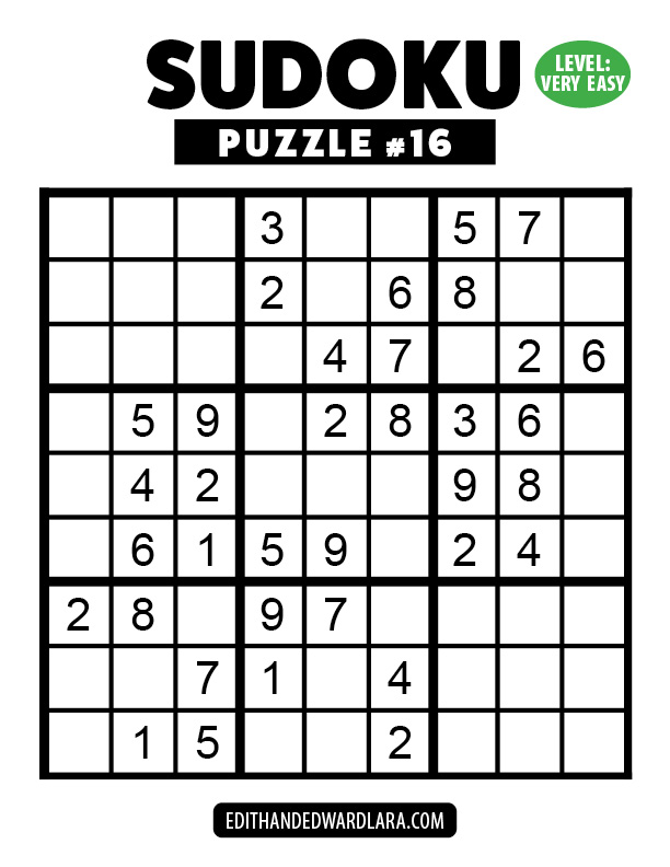Number Sudoku Puzzle Number 16