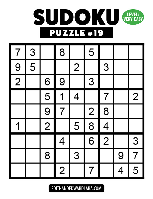 Number Sudoku Puzzle Number 19