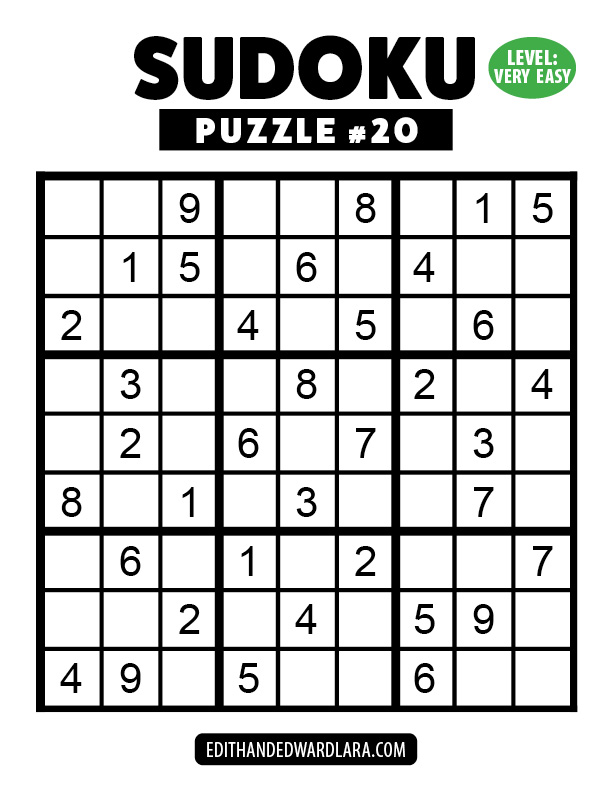 Number Sudoku Puzzle Number 20