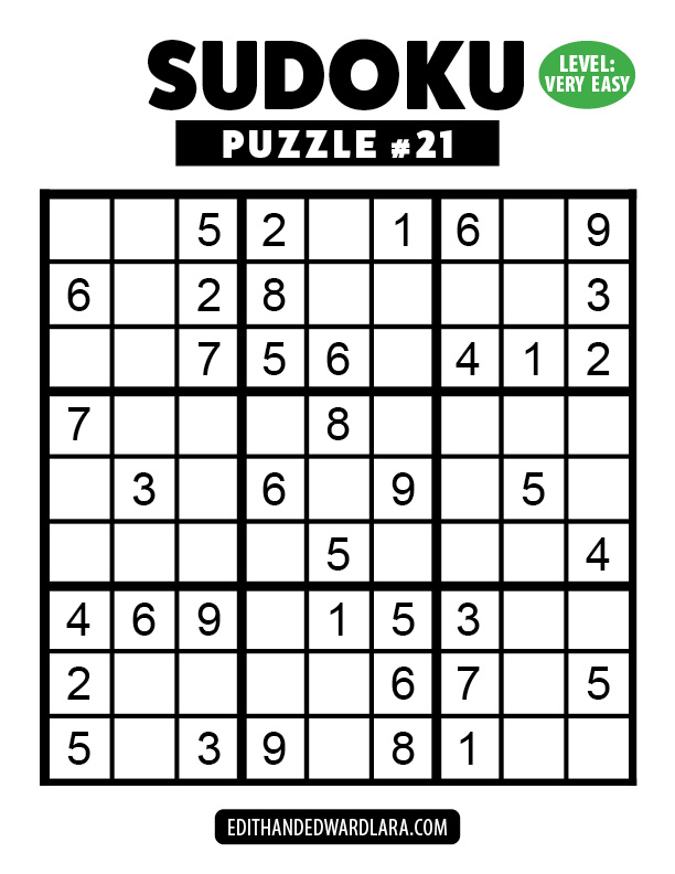 Number Sudoku Puzzle Number 21