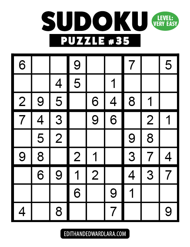 Number Sudoku Puzzle Number 35
