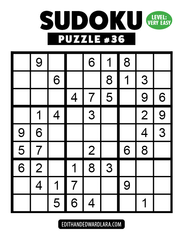 Number Sudoku Puzzle Number 36