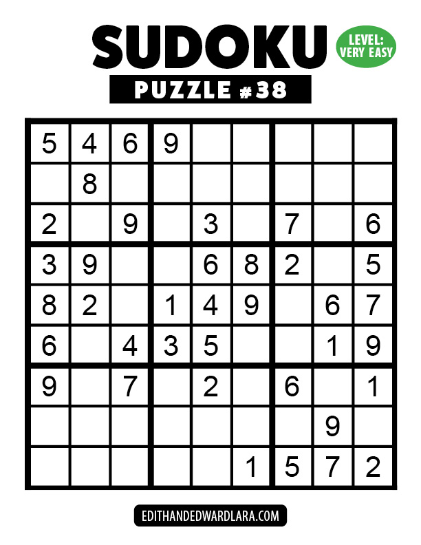 Number Sudoku Puzzle Number 38