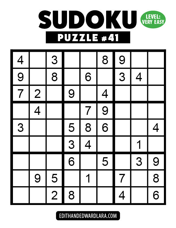 Number Sudoku Puzzle Number 41