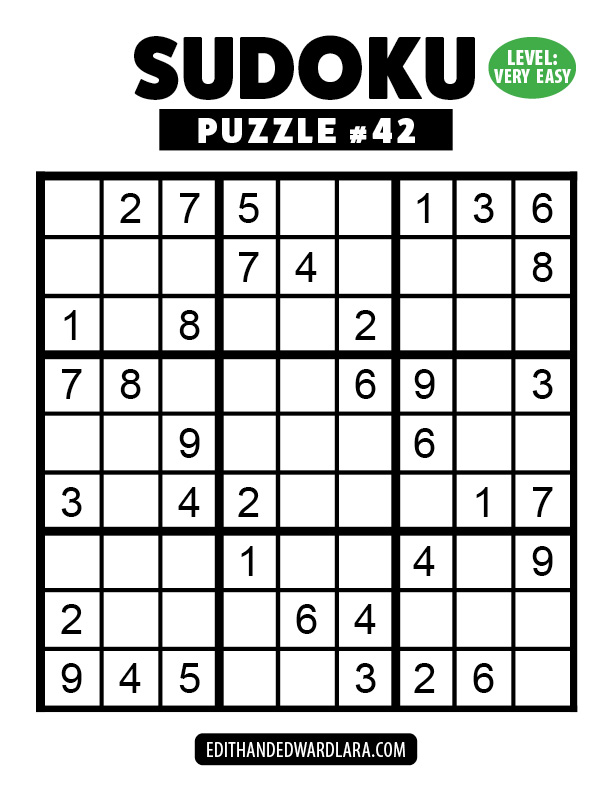 Number Sudoku Puzzle Number 42