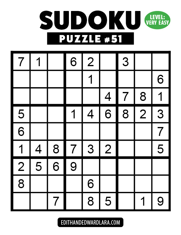 Number Sudoku Puzzle Number 51