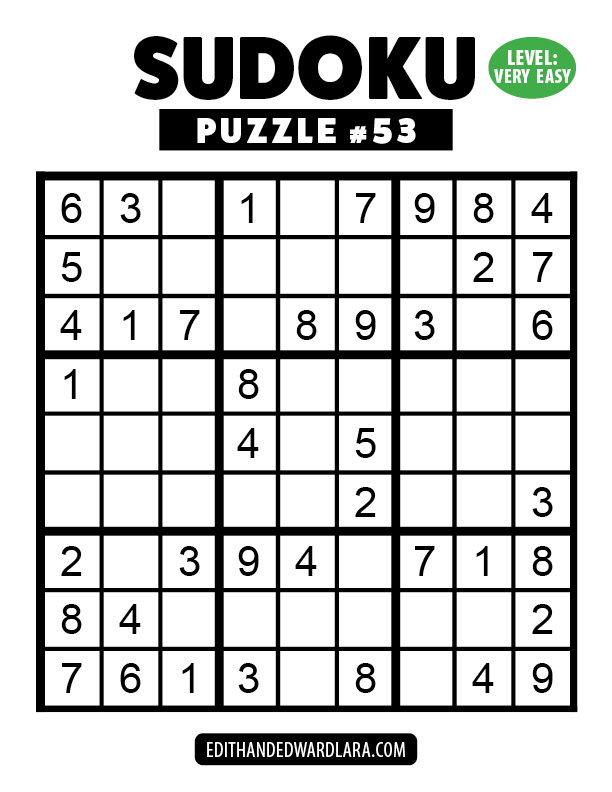 Number Sudoku Puzzle Number 53