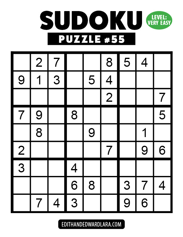 Number Sudoku Puzzle Number 55