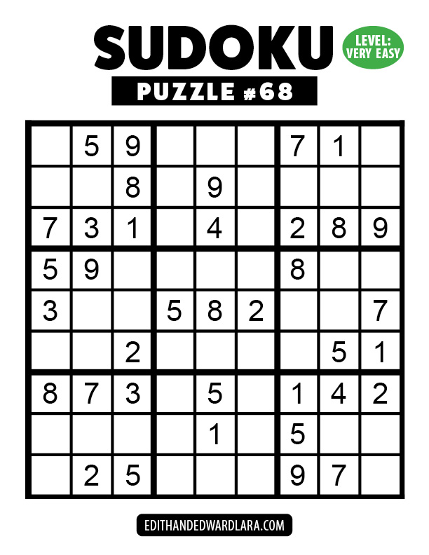 Number Sudoku Puzzle Number 68
