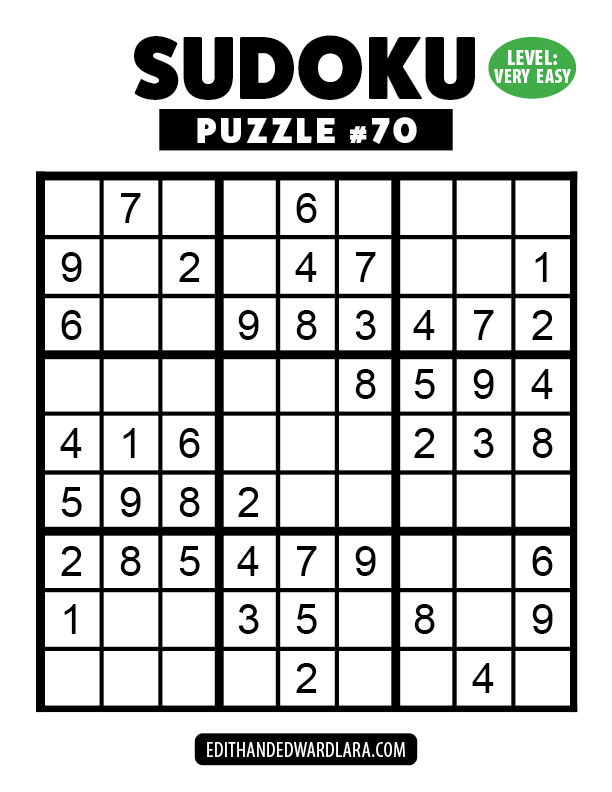 Number Sudoku Puzzle Number 70