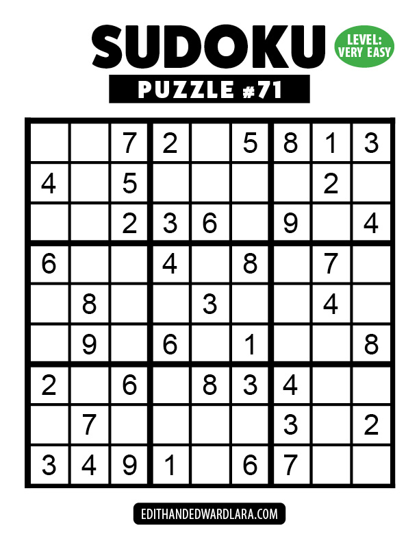 Number Sudoku Puzzle Number 71