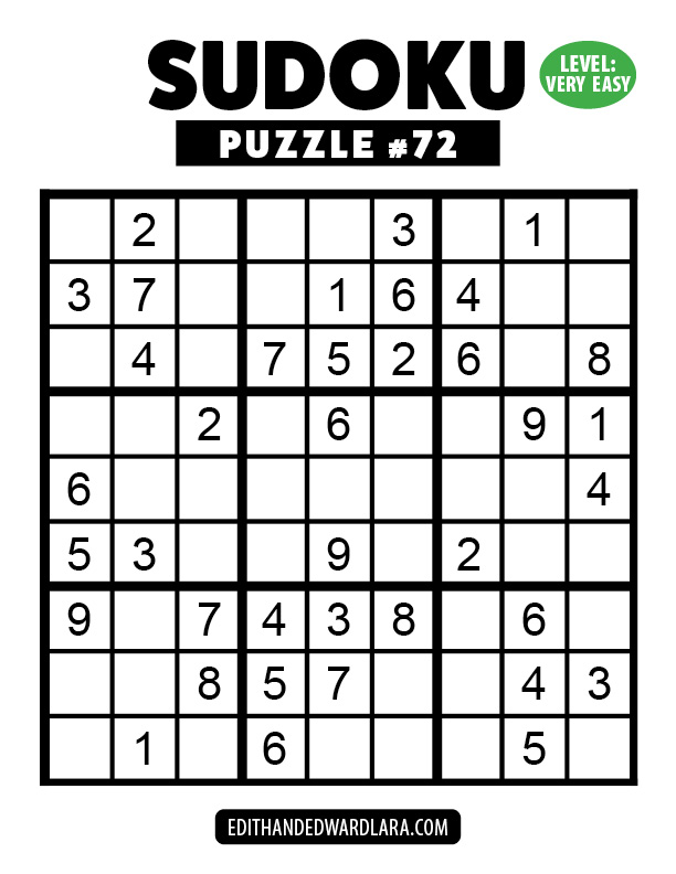 Number Sudoku Puzzle Number 72