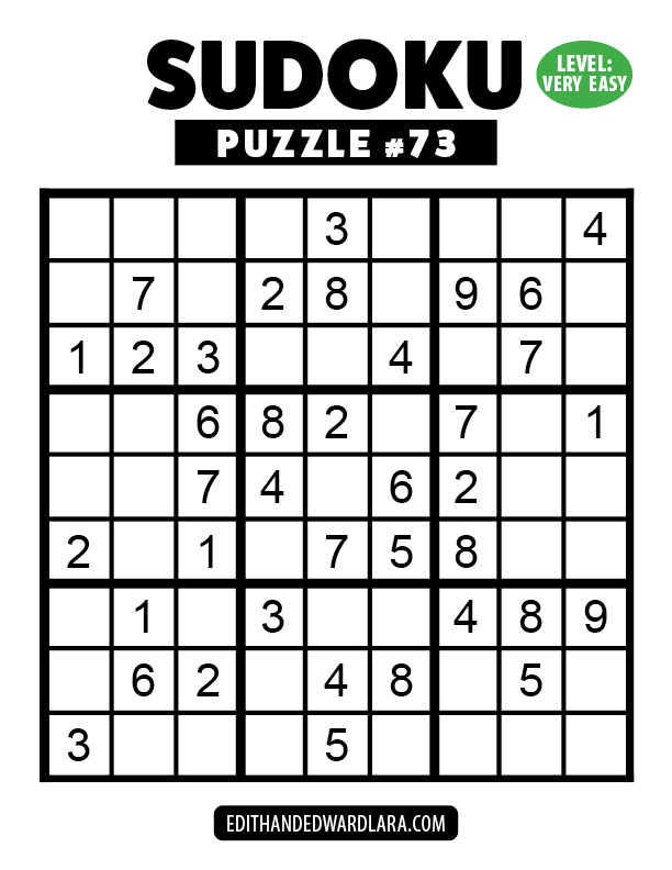 Number Sudoku Puzzle Number 73