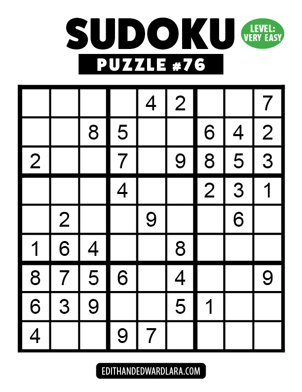 Number Sudoku Puzzle Number 76
