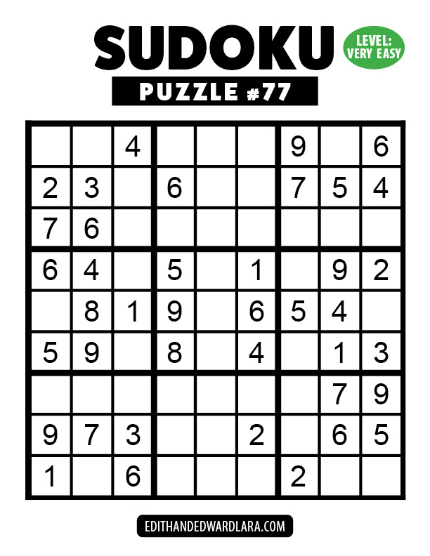 Number Sudoku Puzzle Number 77