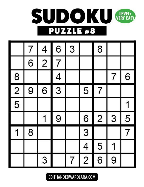 Number Sudoku Puzzle Number 8