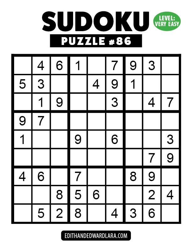 Number Sudoku Puzzle Number 86
