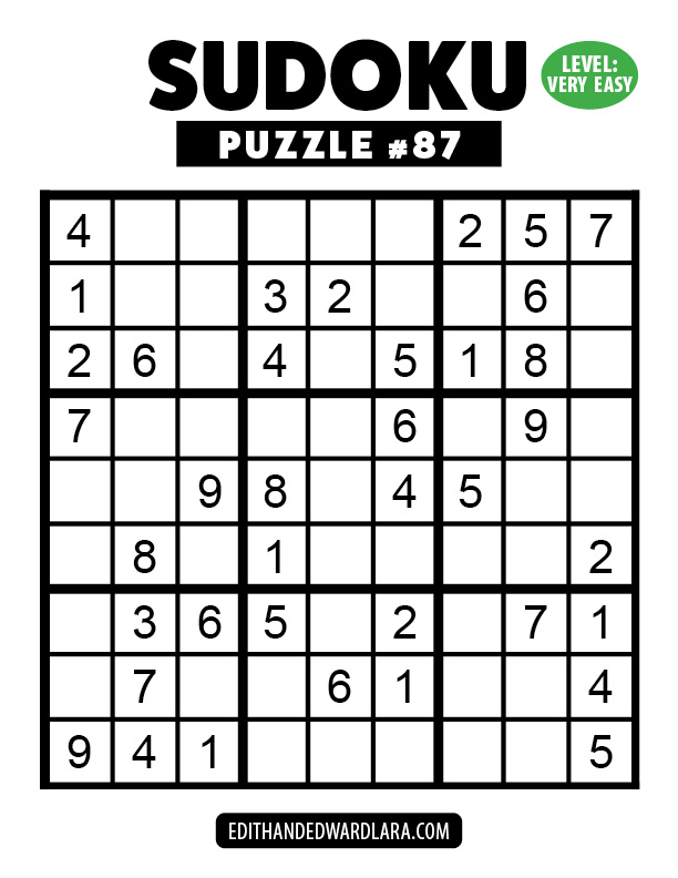Number Sudoku Puzzle Number 87