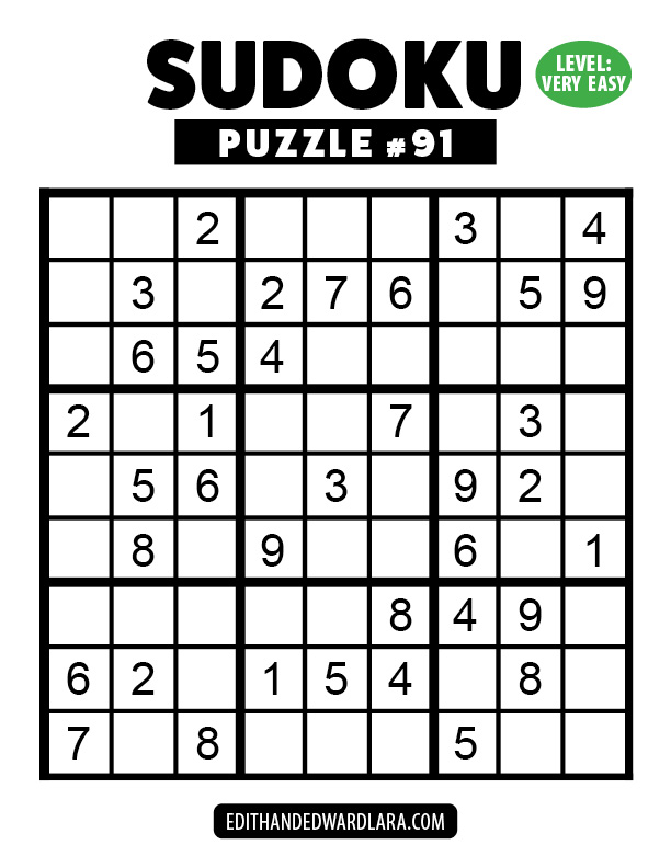 Number Sudoku Puzzle Number 91