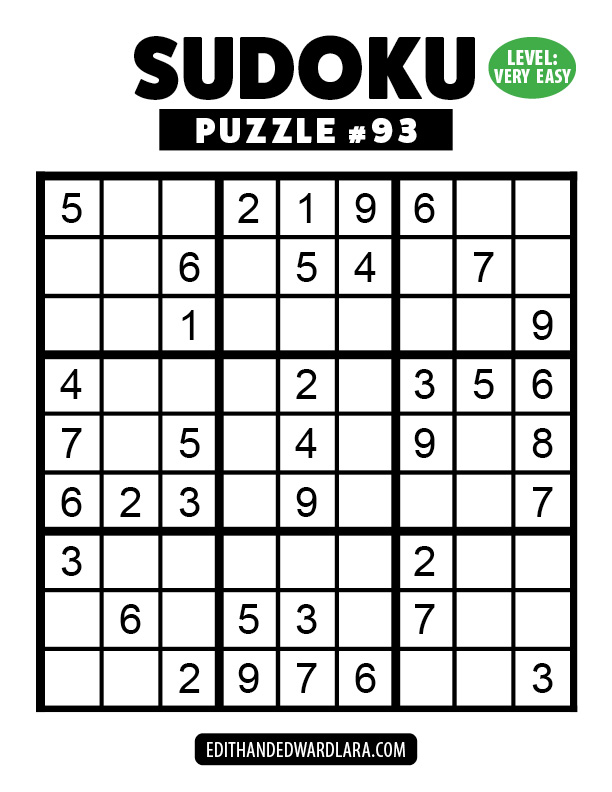 Number Sudoku Puzzle Number 93