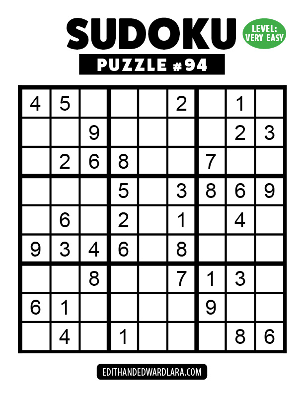 Number Sudoku Puzzle Number 94
