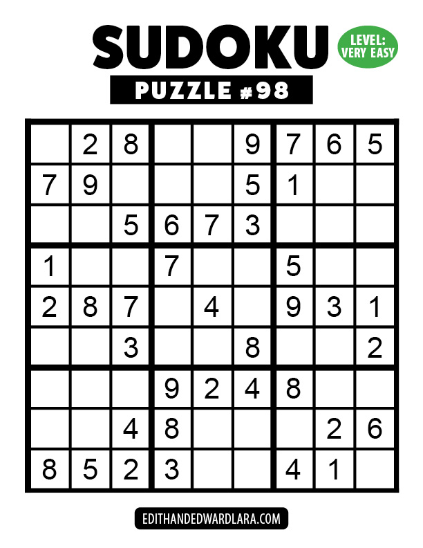 Number Sudoku Puzzle Number 98